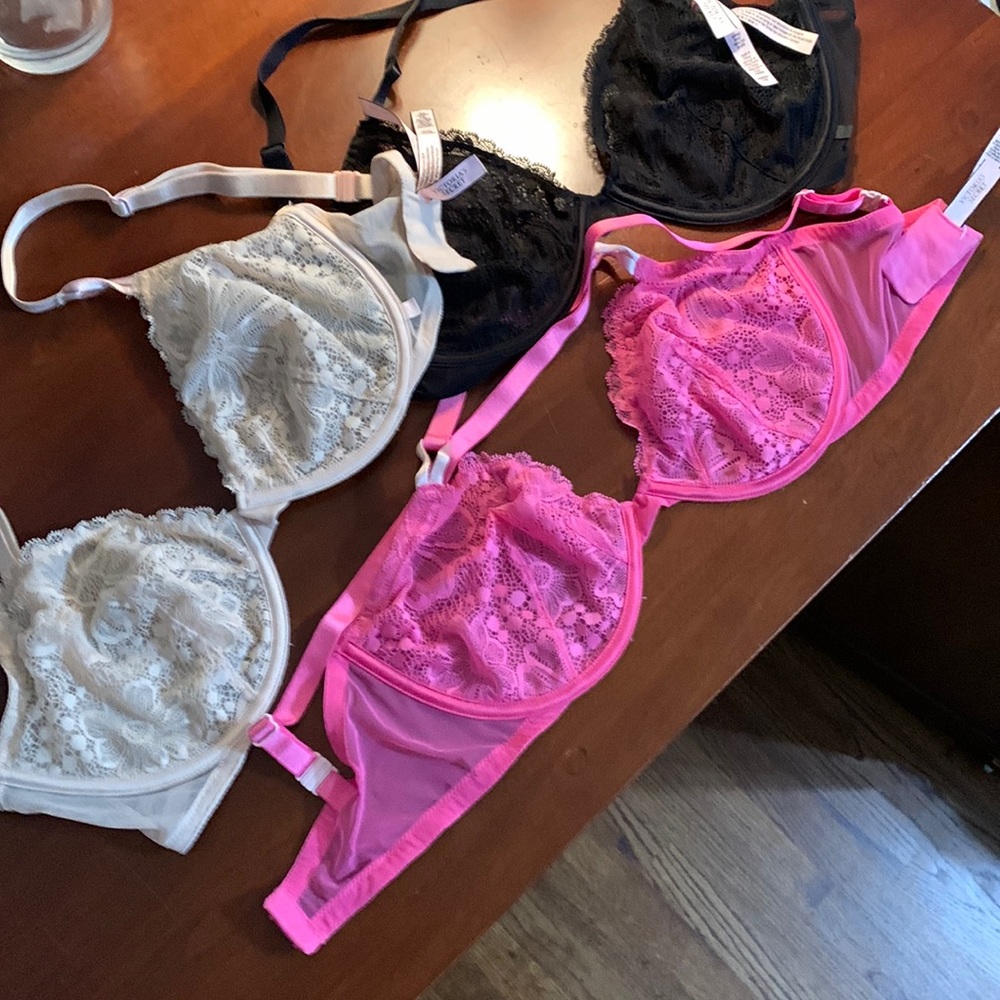Three Victoria Secret lace bras